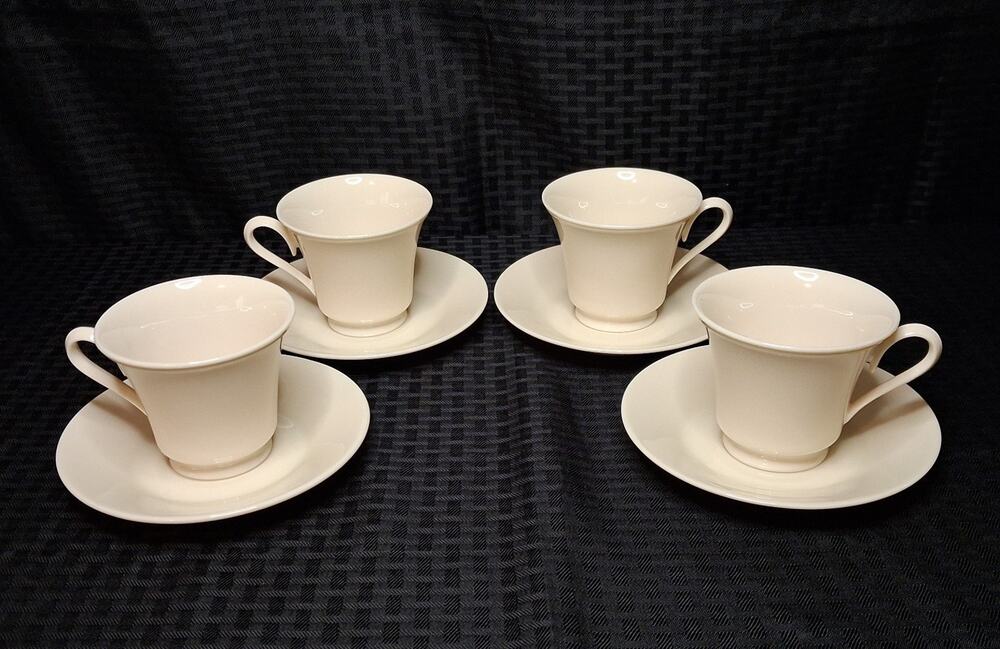 Set 4 Lenox Special Ivory Fine China Porcelain Coffee Tea Cups w/Saucers USA